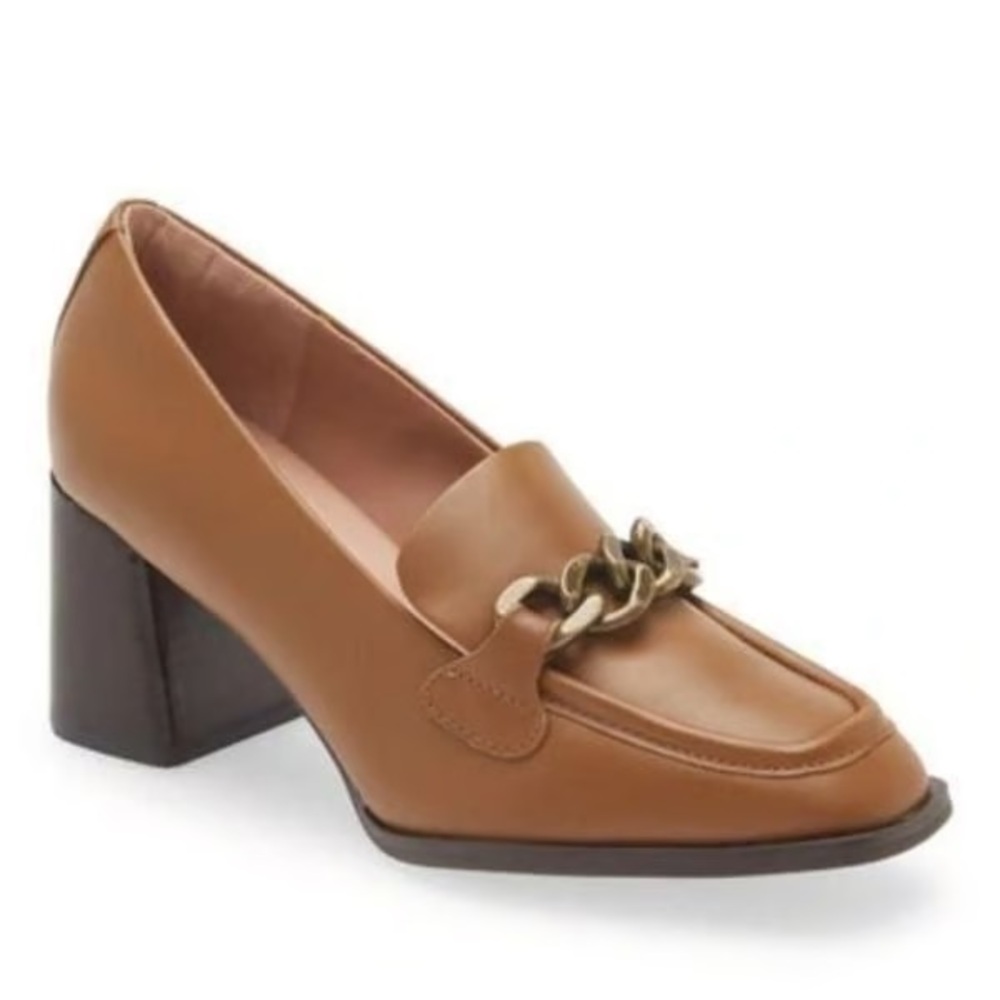 Nordstrom Brown Loafer with Gold Chain Detail New without box